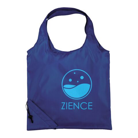 Werbeartikel Bungalow faltbare Polyester Tragetasche – royalblau – mit Logo bedruckt