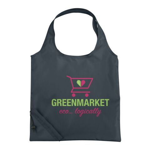 Werbeartikel Bungalow faltbare Polyester Tragetasche – kohle – mit Logo bedruckt