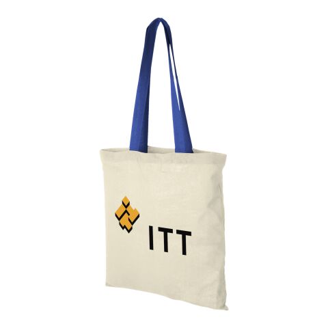 Werbeartikel Nevada Baumwoll Tragetasche – natural-royalblau – mit Logo bedruckt