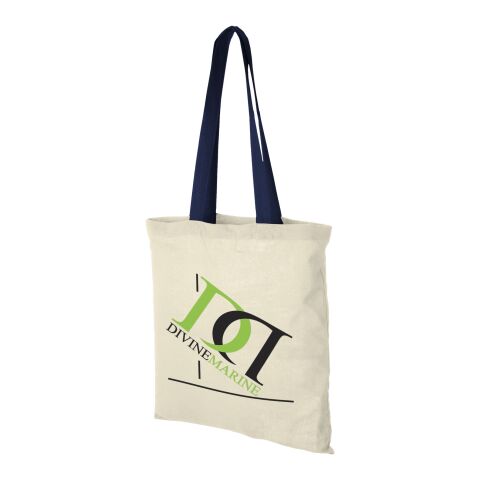 Werbeartikel Nevada Baumwoll Tragetasche – natur-navy – mit Logo bedruckt