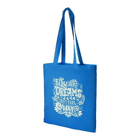 Werbeartikel Madras Baumwoll Tragetasche 140g/m² – processblau – Jutebeutel / Stoffbeutel / Baumwolltasche / Stofftasche mit Logo bedruckt