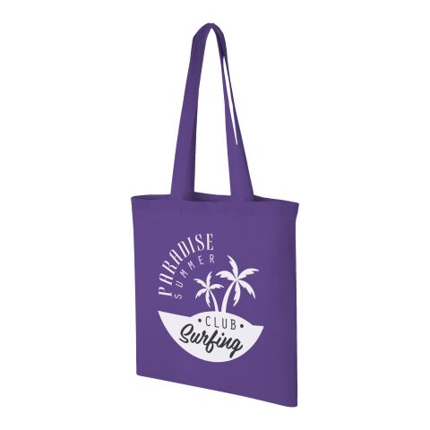 Werbeartikel Madras Baumwoll Tragetasche 140g/m² – flieder – mit Logo bedruckt