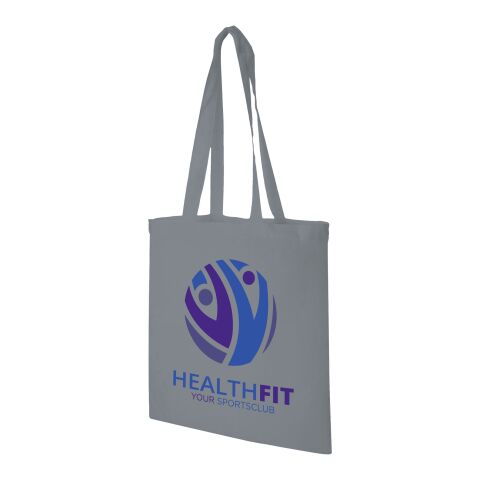 Werbeartikel Madras Baumwoll Tragetasche 140g/m² – grau – mit Logo bedruckt