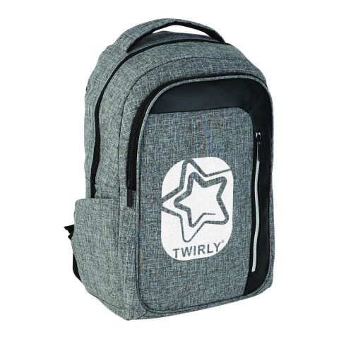 Werbeartikel Vault RFID 15,6" Laptop-Rucksack – heather grau-schwarz – mit Logo bedruckt