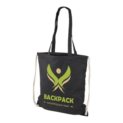 Werbeartikel Eliza Tragetasche mit Kordelzug – schwarz – Turnbeutel / Sportbeutel mit Logo bedruckt