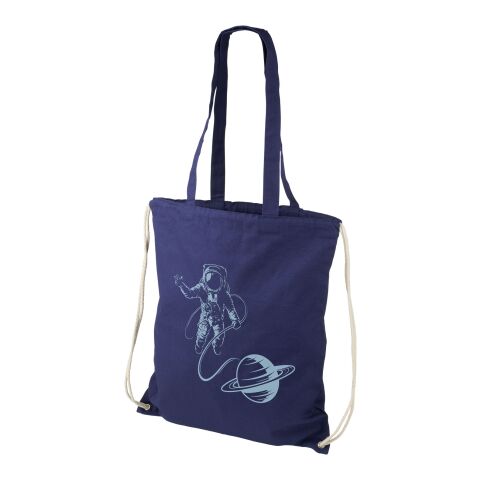 Werbeartikel Eliza Tragetasche mit Kordelzug – navy – Turnbeutel / Sportbeutel mit Logo bedruckt