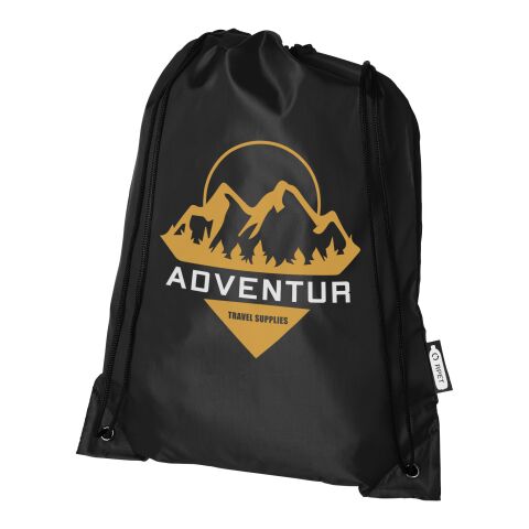 Werbeartikel Oriole Kordelzugrucksack aus RPET – schwarz – Turnbeutel / Sportbeutel mit Logo bedruckt