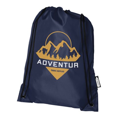 Werbeartikel Oriole Kordelzugrucksack aus RPET – navy – mit Logo bedruckt