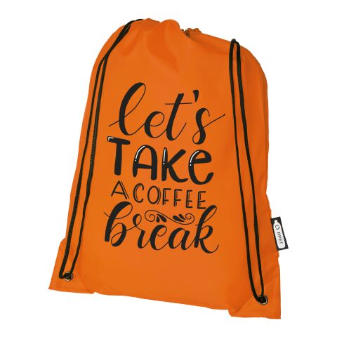 Werbeartikel Oriole Kordelzugrucksack aus RPET – orange – Turnbeutel / Sportbeutel mit Logo bedruckt
