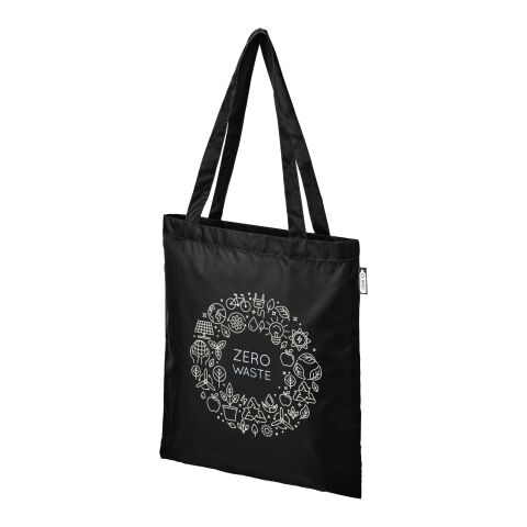 Mitarbeitergeschenk Einkaufstasche Sai RPET – schwarz – mit 48h Express-Druck 27 cm Henkel nachhaltiger Jutebeutel für Events