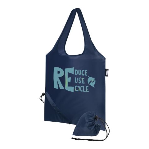 Werbeartikel Sabia faltbare RPET Tragetasche – navy – Einkaufstasche / Werbetasche mit Logo bedruckt