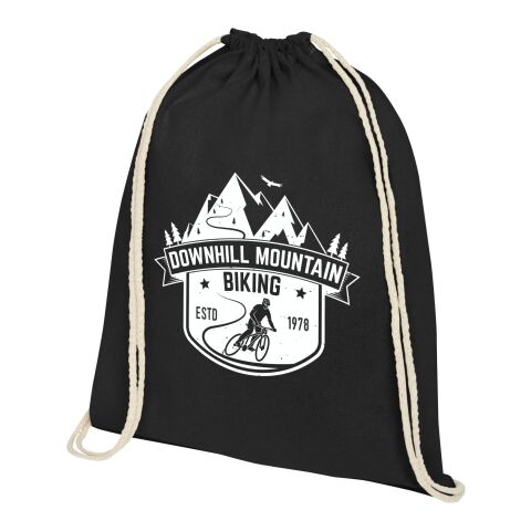 Werbeartikel Oregon 140 g/m² Sportbeutel aus Baumwolle | schwarz | mit Logo bedrucken