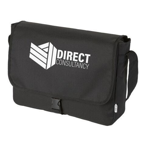 Werbeartikel Omaha rPET Schultertasche – schwarz – Umhängetaschen / Schultertaschen & Laptoptaschen mit Logo bedruckt