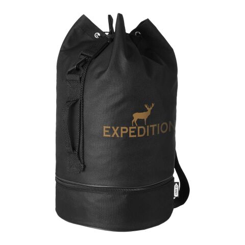 48h Express-Druck Werbeartikel Idaho rPET Seesack – schwarz – mit Logo bedruckt