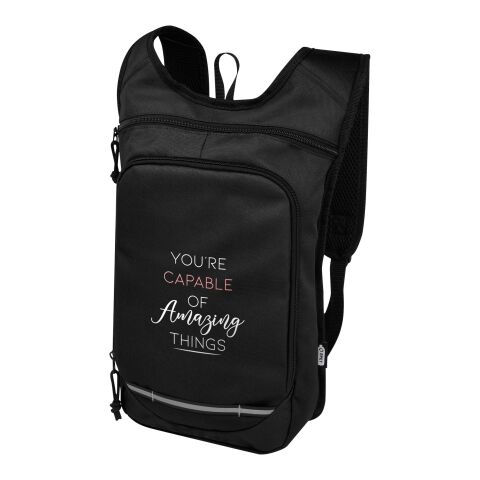 Werbeartikel Trails GRS Recycled PET Outdoor Rucksack 6,5 L – schwarz – mit Logo bedruckt
