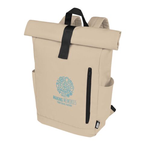 Byron 15,6&quot; GRS Recycled PET Roll-Top Rucksack 18 L Standard | Oatmeal | ohne Werbeanbringung | Nicht verfügbar | Nicht verfügbar | Nicht verfügbar