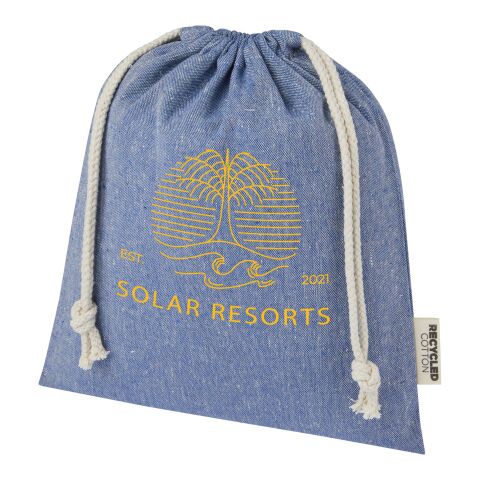 48h Express-Druck Werbeartikel Pheebs 150 g/m² GRS Geschenkbeutel aus Recyclingbaumwolle mittel 1,5 l – heather blau – mit Logo bedruckt