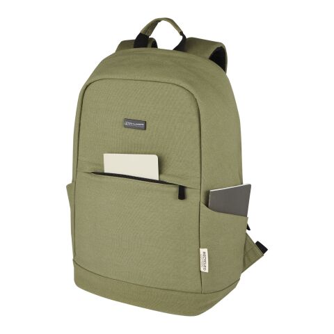 48h Express-Druck Werbeartikel Joey 15,6 Zoll Anti-Diebstahl Laptop-Rucksack aus GRS-recyceltem Canvas – olive – mit Logo bedruckt