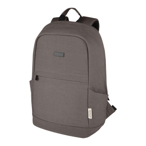 Werbeartikel Joey 15,6 Zoll Anti-Diebstahl Laptop-Rucksack aus GRS-recyceltem Canvas – grau – mit Logo bedruckt