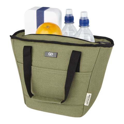 Werbeartikel Joey GRS-recycelte Canvas-Lunch-Kühltasche 6 L für 9 Dosen – olive – mit Logo bedruckt
