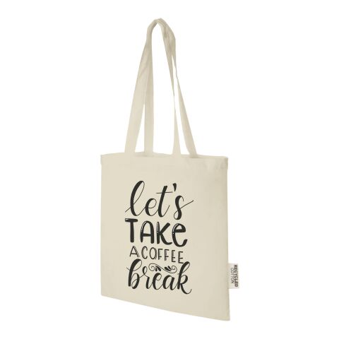 48h Express-Druck Werbeartikel Madras 140 g/m²Baumwoll Tragetasche aus recycelter Baumwolle, 7L – natur – mit Logo bedruckt