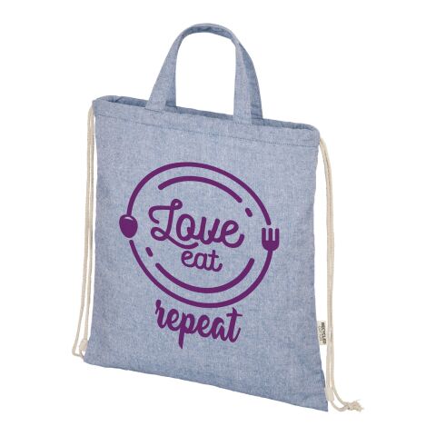 Werbeartikel Pheebs 150 g/m² Rucksack mit Kordelzug – heather blau – Turnbeutel / Sportbeutel mit Logo bedruckt