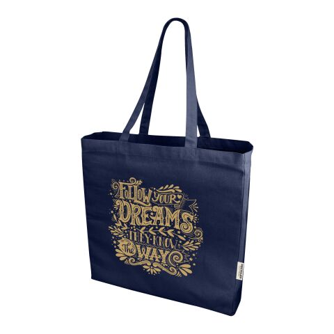 48h Express-Druck Werbeartikel Odessa 220 g/m² recycelte Baumwoll Tragetasche 13 L – navy – mit Logo bedruckt