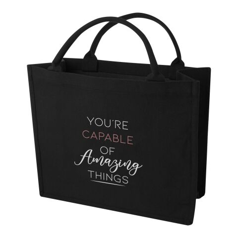 Werbeartikel Page 500 g/m² recycelte Tragetasche – schwarz – mit Logo bedruckt