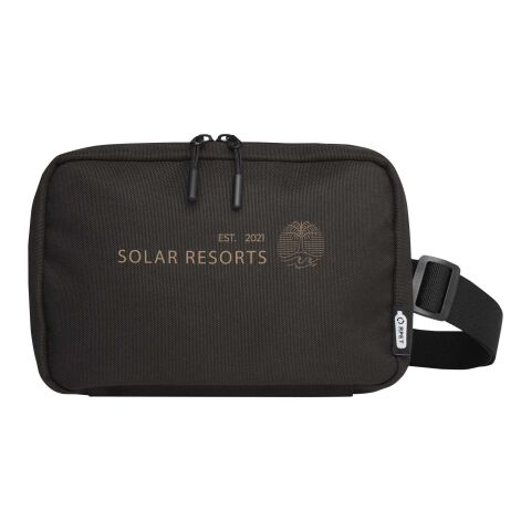 Werbeartikel Roam GRS recycelte modulare Kulturtasche – schwarz – mit Logo bedruckt