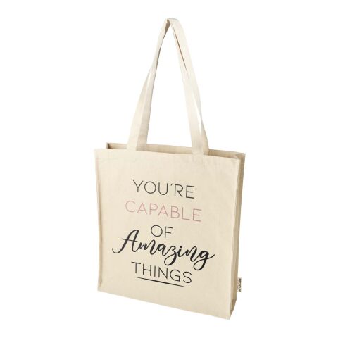 Werbeartikel Florida 270 g/m² Tragetasche mit Seitenfalten 14 L – natur – Jutebeutel / Stoffbeutel / Baumwolltasche / Stofftasche mit Logo bedruckt