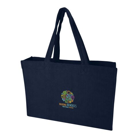 Werbeartikel Siam GRS-recycelte Strandtragetasche aus Frottee 13 L – navy – mit Logo bedruckt