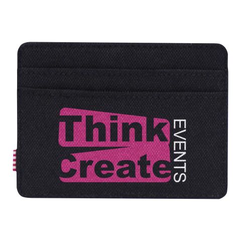 Werbeartikel Herschel Charlie Kartenhalter aus recyceltem RFID – schwarz – mit Logo bedruckt