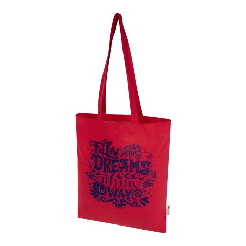 Werbeartikel Madras Blend 140 g/m² Tragetasche aus GRS-recycelter Baumwolle 7L – rot – mit Logo bedruckt