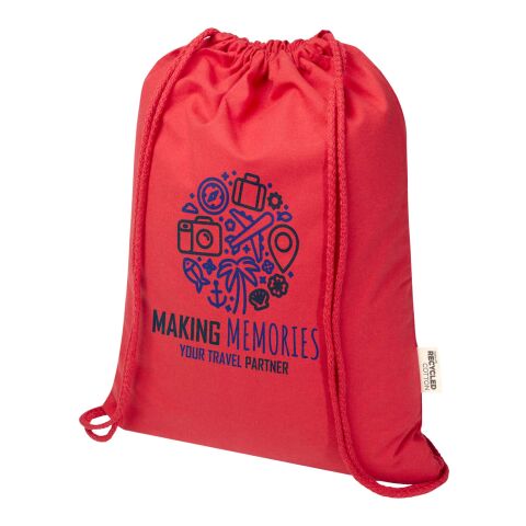 Werbeartikel Oregon Blend 140 g/m² GRS-recycelter Turnbeutel 5 L – rot – mit Logo bedruckt