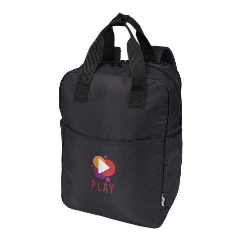 Werbeartikel Trip 14" Aware Recycelter Laptop Rucksack 9 L – schwarz – mit Logo bedruckt