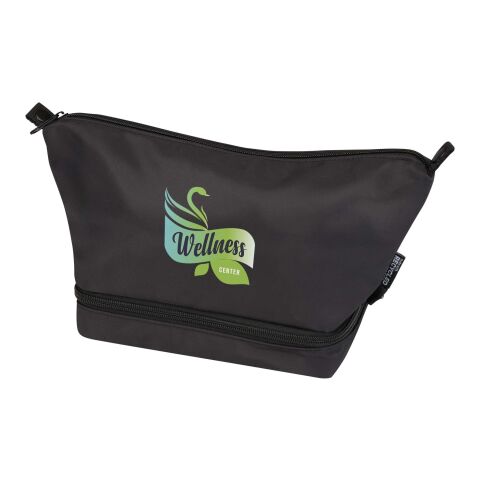 Werbeartikel Trip Aware Recycelter Reisekulturbeutel 6 L – schwarz – Kosmetiktaschen, Kulturbeutel & Schminktaschen mit Logo bedruckt