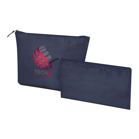 Werbeartikel Swift GRS-recyceltes Kulturbeutelset – navy – mit Logo bedruckt