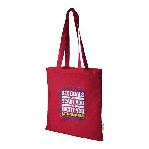 Werbeartikel Odisha 140 g/m² OCS Bio-Tragetasche 7L – rot – mit Logo bedruckt