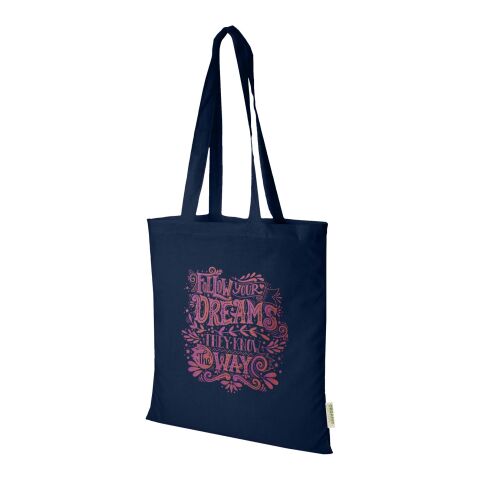 Werbeartikel Odisha 140 g/m² OCS Bio-Tragetasche 7L – navy – mit Logo bedruckt