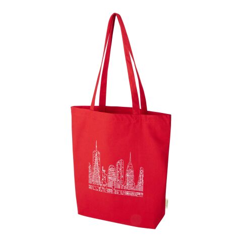 Werbeartikel Odisha 180 g/m² OCS Bio-Tragetasche mit breitem Boden 11 L – rot – mit Logo bedruckt