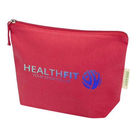 Werbeartikel Odisha 180 g/m² OCS Bio-Kulturtasche 1 L – rot – Kosmetiktaschen, Kulturbeutel & Schminktaschen mit Logo bedruckt