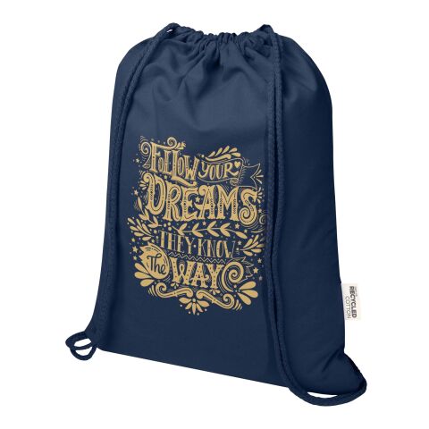 Werbeartikel Peru Blend 180 g/m² Sportbeutel aus GRS recycelter Baumwolle 5 L – navy – mit Logo bedruckt