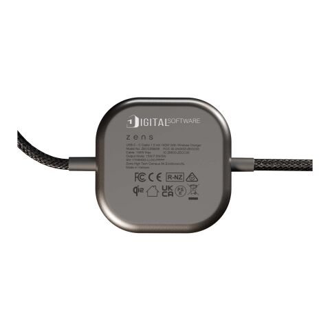 Firmengeschenk Zens Pro 2 – schwarz – lasergraviert 240 W USB-C 2-in-1 Ladekabel für Laptops & Smartphones mit 15 W Qi2-Ladestation