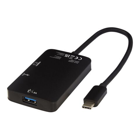 ADAPT Typ-C Multimediaadapter aus Aluminium (USB-A/Typ-C/HDMI) Standard | schwarz | ohne Werbeanbringung | Nicht verfügbar | Nicht verfügbar