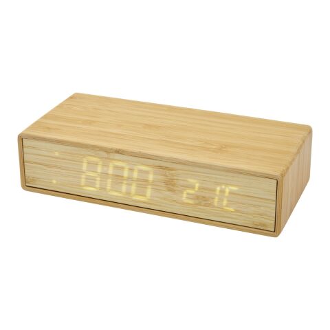 Minata kabelloses Bambus-Ladegerät mit Uhr Standard | beige | ohne Werbeanbringung | Nicht verfügbar | Nicht verfügbar | Nicht verfügbar