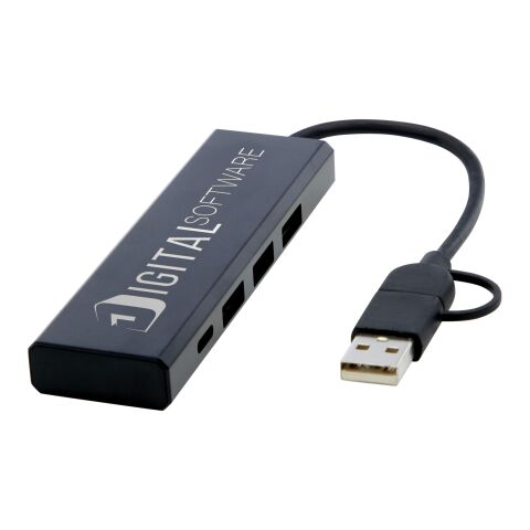Rise USB 2.0 Hub aus recyceltem RCS Aluminium Standard | schwarz | ohne Werbeanbringung | Nicht verfügbar | Nicht verfügbar