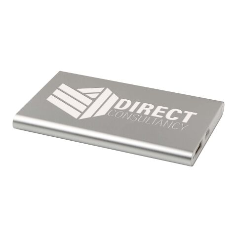 48h Express-Druck Werbeartikel Pep 4000 mAh Type-C Powerbank aus recyceltem Aluminium – Silber – mit Logo bedruckt