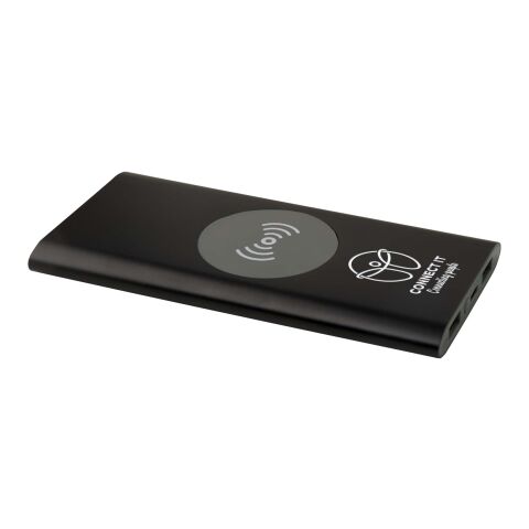 Kundengeschenk Powerbank Juice 8000 mAh – schwarz – lasergraviert 48h Express-Gravur 10W Qi-Standard für das Mitarbeiter-Onboarding
