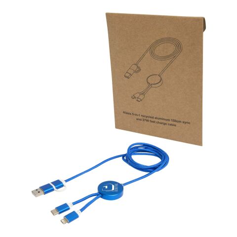 Alasia 150 cm 5-in-1 Kabel aus recyceltem Kunststoff für Datenübertragung und 27W Schnellladung Standard | royalblau | ohne Werbeanbringung | Nicht verfügbar | Nicht verfügbar