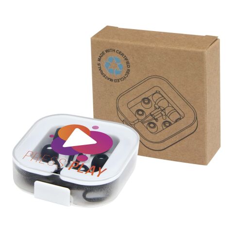 Baekdu kabelgebundenes Headset Typ-C mit Aufbewahrungsbox aus recyceltem Kunststoff Standard | schwarz | ohne Werbeanbringung | Nicht verfügbar | Nicht verfügbar